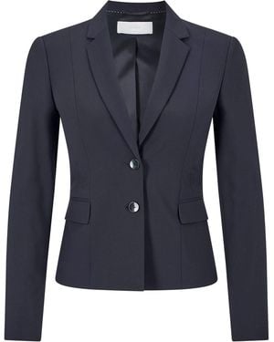 BOSS Jaru Solid Patterned Lapel Collared Blazer - Blue