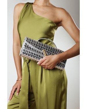 Where's That From Wheres Petal Envelope Style Woven Clutch Bag - Green