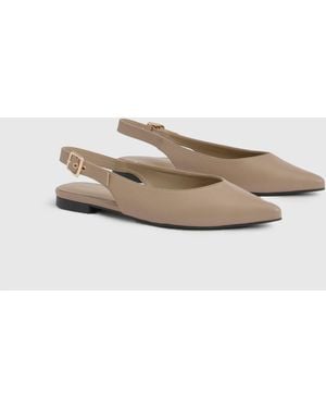 Boohoo Slingback Pointed Ballet Flats - Grey
