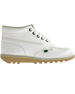 Kickers Kick Hi Core Dames Wit Laarzen - Zwart