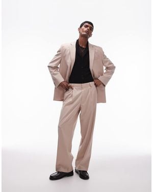 TOPMAN Relaxed Suit Trousers - Pink