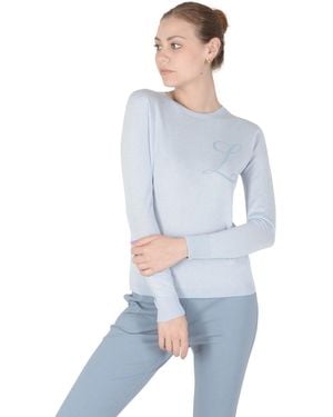 Crown of Edinburgh Cashmere Long Sleeve Art 004 Light Letter L - Blue