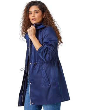 Roman Shower Resistant Longline Jacket - Blue