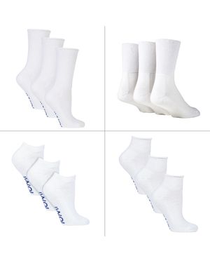 IOMI 12 Pair Pack Diabetic Socks All Year Round Bundle Set - White