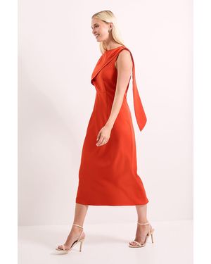PRINCIPLES Double Crepe Caped Column Midi Dress - Red