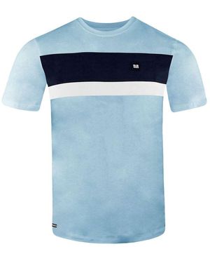 Weekend Offender Short Sleeve Crew Neck Crossword T-Shirt Wosts503 Cotton - Blue