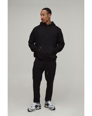BoohooMAN Regular Fit Colour Block Hooded Tracksuit - Black