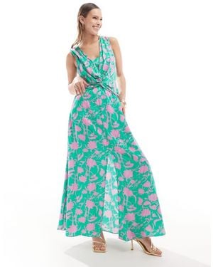 Closet A-Line Sleeveless Front Twist Dress - Blue