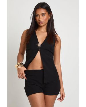 Boohoo Trim Detail Longline Waistcoat - Black
