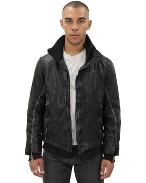 Infinity Leather Handstitched Biker Jacket-Tansen - Black