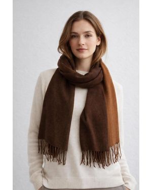 SVNX Reversible Two-Tone Cashmere Blend Scarf With Tassels - Blue