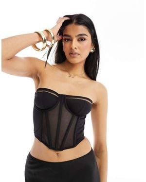 ASOS Lexi Mesh And Microfibre Underwired Corset - Black
