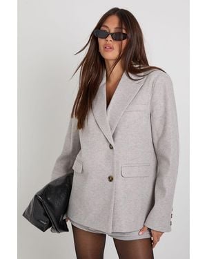 Boohoo Wool Oversized Tailored Blazer - Grey