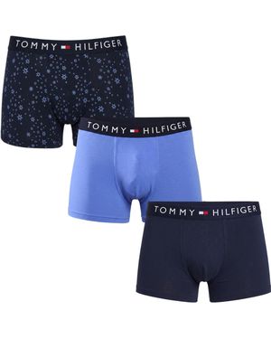Tommy Hilfiger Trunks 3 Pack Th Orginal Logo Wasiband Stretch Soft - Blue