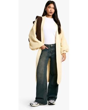 Boohoo Oversized Balloon Sleeve Cardigan - Natural