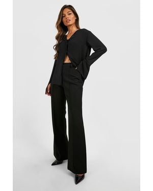 Boohoo Fit & Flare Tailored Trousers - Black