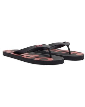 HUGO Arvel Graphic Print Thong Toe Flip Flops - Blue