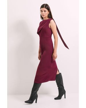 PRINCIPLES Double Crepe Caped Column Midi Dress - Red