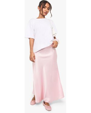 Boohoo Satin Midaxi Skirt - Pink