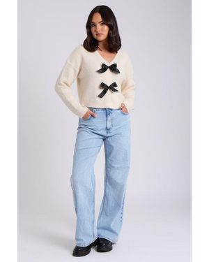 Urban Bliss Bow Front Cardigan - Blue