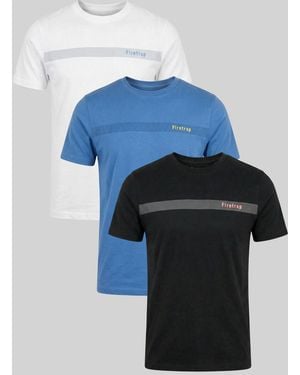 Firetrap Multi 3 Pack Regular Fit Cotton Crew T-Shirts - Blue