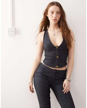 Motel Oria Denim Vest Top Co-Ord - Blue