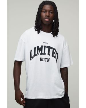 BoohooMAN Oversized Limited Edition Printed T-Shirt - White
