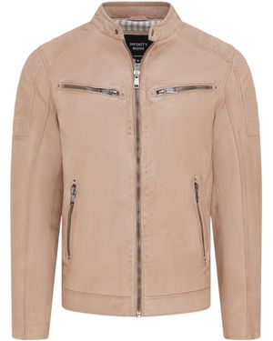 Infinity Leather Modern Classic Quilted Biker Jacket - Natural
