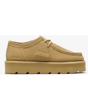 Clarks Meare Walla. Maple Suede Shoes - Natural