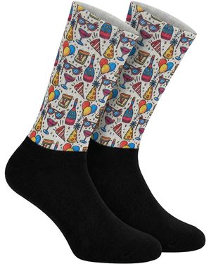 Jenes Socks Funny Printed Long For And - Blue