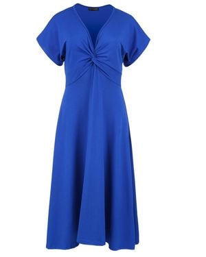 Conquista Royal Knot Detail Midi Dress - Blue