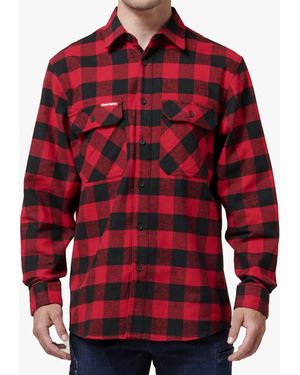 Hard Yakka Long Sleeve Check Flannel Shirts Cotton - Red