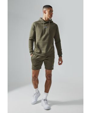 BoohooMAN Man Active Gym Training Hoodie & Short Set - Green