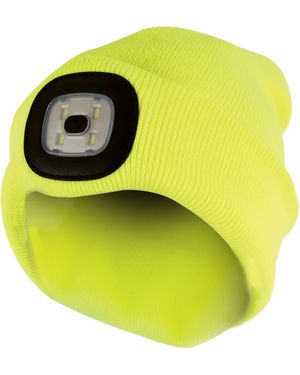 Sock Snob Adults Winter Knit Beanie Hat With Led Glowing Light Torch - Yellow