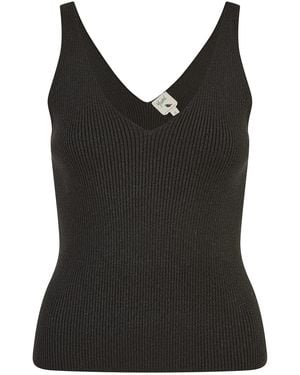 Yumi' Metallic Rib Knitted Vest Top Material_Viscose - Black