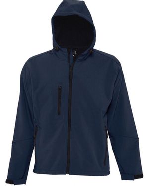 Sol's Replay Hooded Soft Shell Jacket (Breathable, Windproof And Water Resistant) (French) - Blue