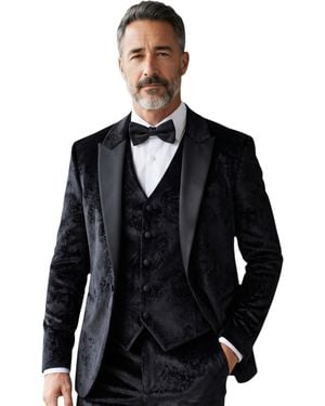 TruClothing Black3 Piece Velvet Wedding Tuxedo Formal Suit