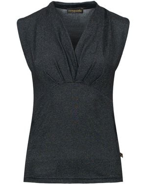 Conquista Faux Wrap Style Sleeveless Polyamid - Black