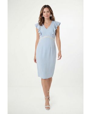 Wallis Petite Crepe Embellsihed Pencil Dress - Blue