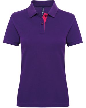 Asquith & Fox Ladies Short Sleeve Contrast Polo Shirt - Purple