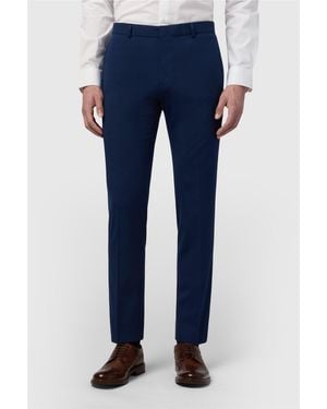 Limehaus Flat Fronted Skinny Suit Trousers - Blue