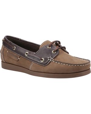 Cotswold Ladies Waterlane Leather Boat Shoes - Brown