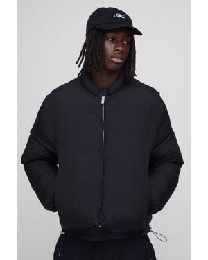 BoohooMAN Boxy Fit Mono Padded Bomber Neck Puffer Jacket - Blue