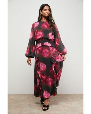 Oasis Boho Long Sleeve Maxi Dress - Red