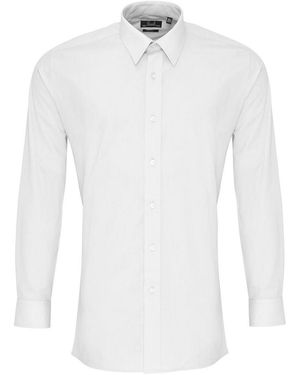 PREMIER Colours Poplin Fitted Long-Sleeved Shirt - White