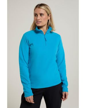 Mountain Warehouse 'Camber' Striped Fleece Top Half Zip Quick Dry Breathable Jumper - Blue
