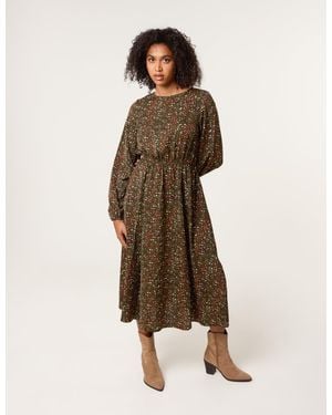 Blue Vanilla Animal Print Midi Dress - Natural
