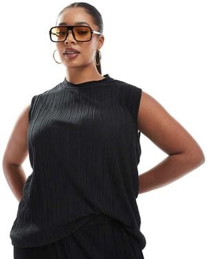 Vero Moda Plisse Sleeveless Top Co-Ord - Black