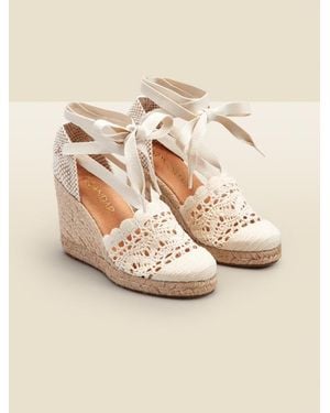 Sosandar Amily Crochet Valenciana Wedge Espadrille Cotton - Natural