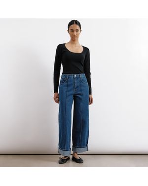 Albaray Relaxed Pintuck Jean Mid Wash - Blue